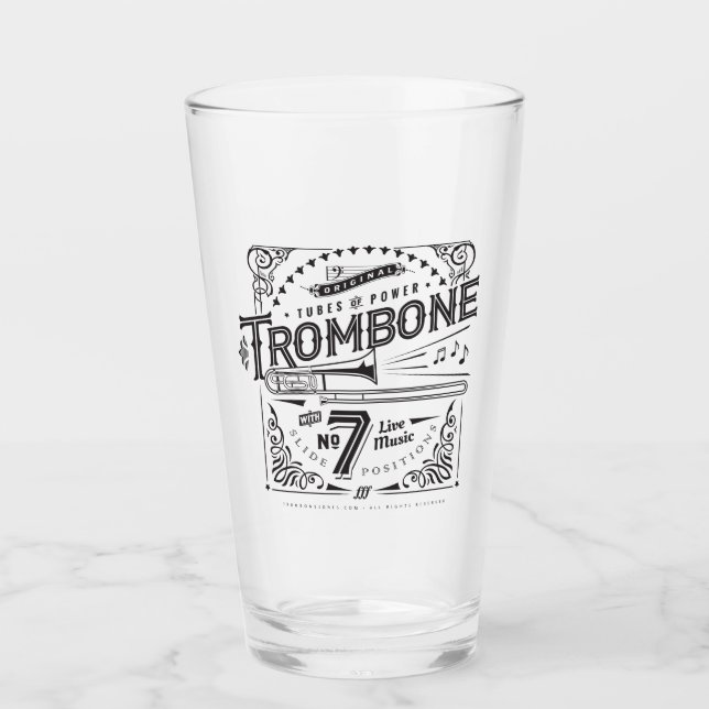 Vintage Trombone Pint Glass Glaskopp (Framsida)