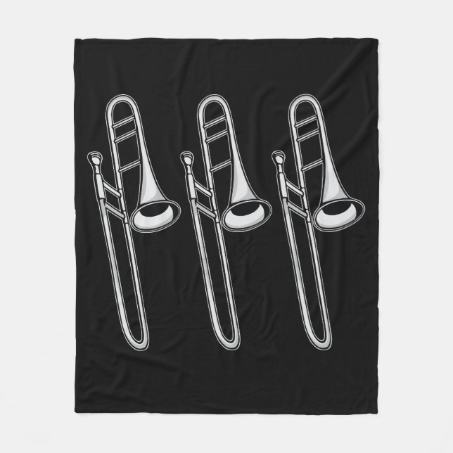 Vintage Trombone Player Retro Musician Big Band Fleecefilt (Framsidan)