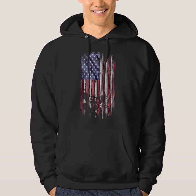 Vintage Trombone Player Trombonist Silhou Hoodie (Framsida)