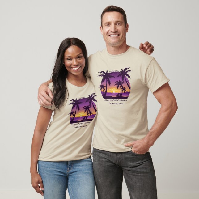 Vintage Tropical Beach, sommartid Handflatan Träd T Shirt (Unisex)