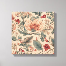 Vintage Tropical Blommigt Flowers Antique Canvastryck