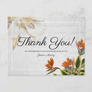 Vintage Tropical Flowers Tack Vykort