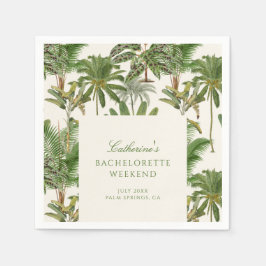 Vintage Tropical Handflatan Träd Bachelorette Välk Pappersservett