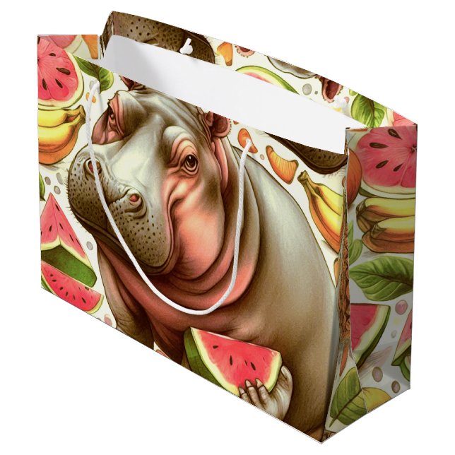 Vintage Tropical Hippopotamus Mönster (Baksidan Vinklad)