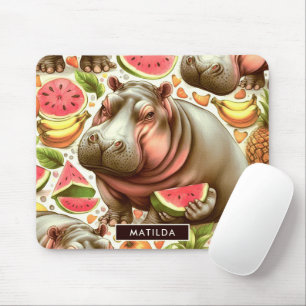 Vintage Tropical Hippopotamus Mönster Musmatta
