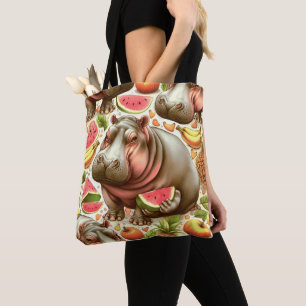 Vintage Tropical Hippopotamus Mönster Tygkasse