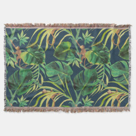 Vintage Tropical Jungle Monkey Throw Blanket Filt