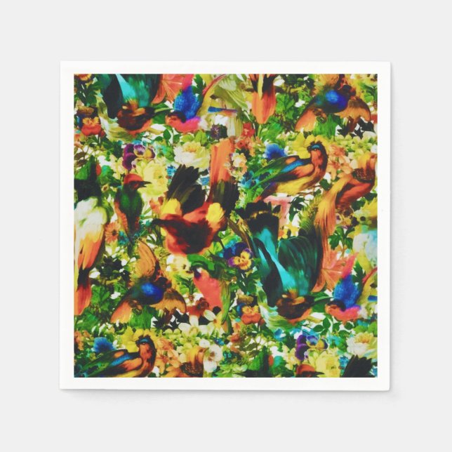 Vintage Tropical Jungle Vild Parrots Pappersservett (Framsidan)