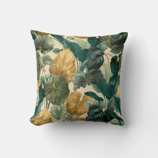 vintage tropical leaf pattern aesthetic kudde
