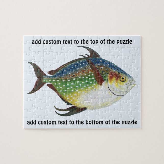 Vintage Tropical Opah Fish, Marine Aquatic Animal Pussel (Horisontell)