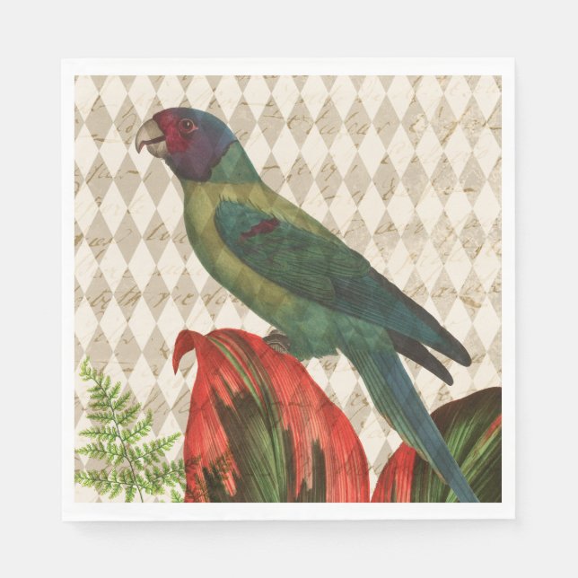 Vintage Tropical Parrot Pappersservett (Framsidan)