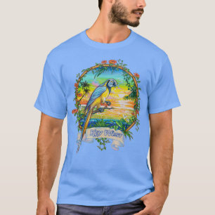 Vintage Tropical Sunset Beach Parrot Resa till Nyc T Shirt