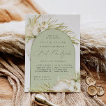 Vintage Tropikernas Boho Bat mitzvah Inbjudningar<br><div class="desc">Den tropiska chicens bat mitzvah inbjudningar i en allrande palett i neutralt färg har ett centralt bågverk i inslag med ceremoni och firande eller party,  accentuerat med vattenfärgsfronder för blek grönt handflatan,  bukblad för öar,  vita orkidéer,  boho-torkade botaniker och pampasgräs.</div>