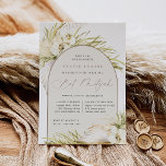 Vintage Tropikernas Boho Bat mitzvah Inbjudningar<br><div class="desc">Den tropiska chicens bat mitzvah inbjudningar i en allrande palett i neutralt färg har ett centralt bågverk i inslag med ceremoni och firande eller party,  accentuerat med vattenfärgsfronder för blek grönt handflatan,  bukblad för öar,  vita orkidéer,  boho-torkade botaniker och pampasgräs.</div>