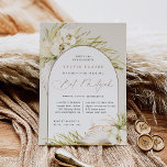 Vintage Tropikernas Boho Bat mitzvah Inbjudningar<br><div class="desc">Den tropiska chicens bat mitzvah inbjudningar i en allrande palett i neutralt färg har ett centralt bågverk i inslag med ceremoni och firande eller party,  accentuerat med vattenfärgsfronder för blek grönt handflatan,  bukblad för öar,  vita orkidéer,  boho-torkade botaniker och pampasgräs.</div>