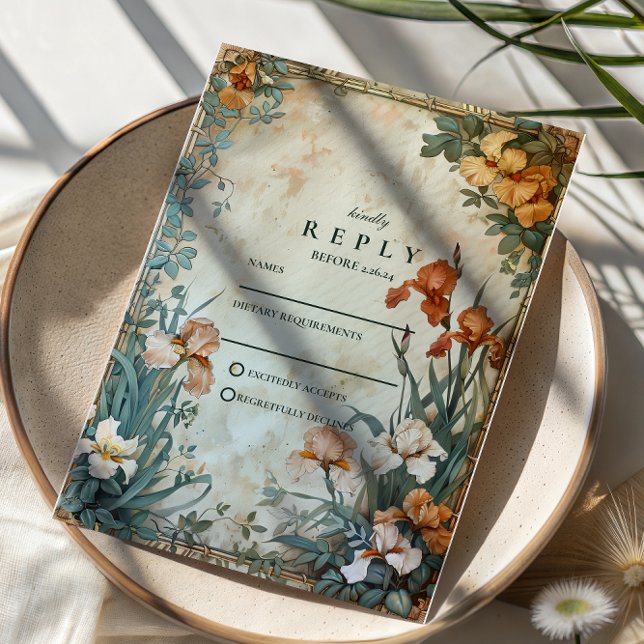 Vintage Tropisk Botanisk Bröllop OSA Kort (Skapare uppladdad)