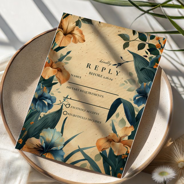 Vintage Tropisk Botanisk Bröllop OSA Kort (Skapare uppladdad)