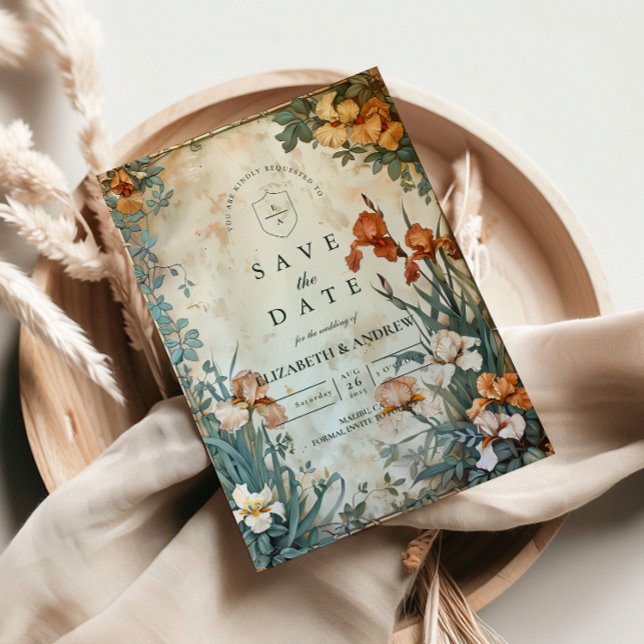 Vintage Tropisk Botanisk Bröllop Spara Datumet (Skapare uppladdad)