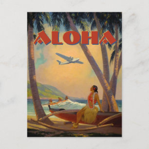 Vintage Tropisk Hawaii Aloha Vykort