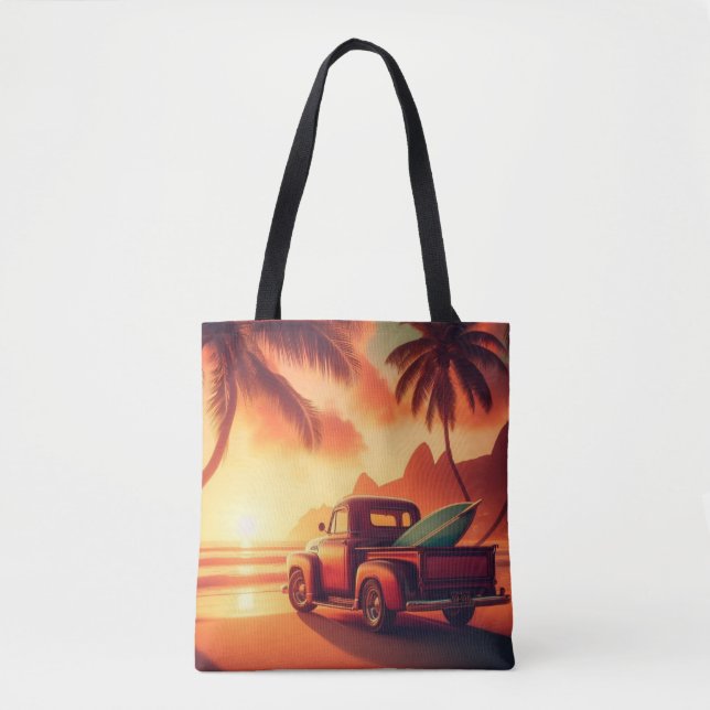 vintage tropisk/Hawaiians surftruck Tygkasse (Framsida)