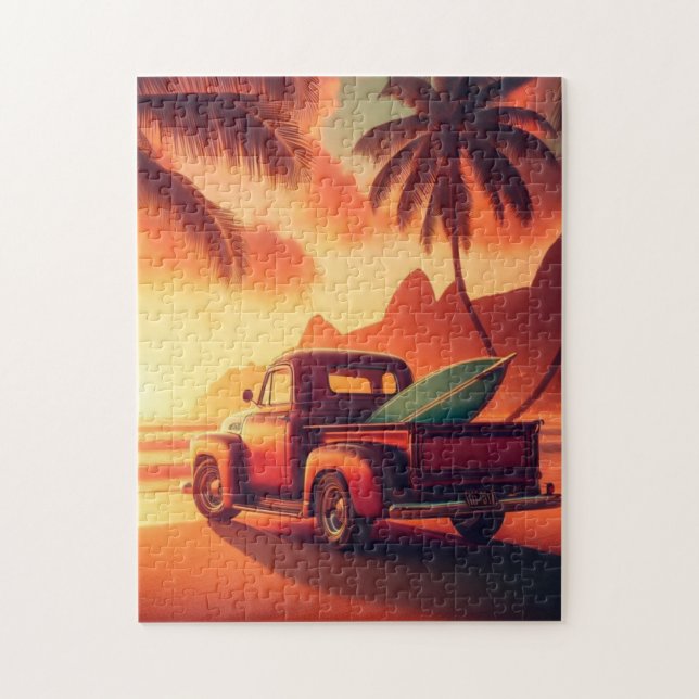 vintage tropisk/hawaiiansk surftruck pussel (Vertikal)