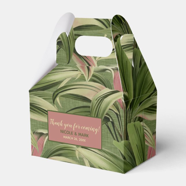 Vintage Tropisk Palm Botanisk Akvarell Grön Presentaskar (Framsidan Sidan)