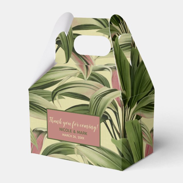 Vintage Tropisk Palm Botanisk Akvarell Kräm Presentaskar (Framsidan Sidan)