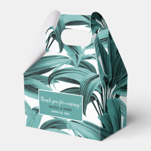 Vintage Tropisk Palm Botanisk Akvarell Teal Presentaskar