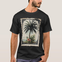 Vintage Tropisk Palmtree-stämpelkonst T Shirt