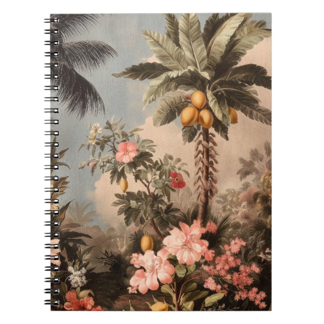 Vintage Tropiska paradis med Handflatan Träd Anteckningsbok (Framsidan)