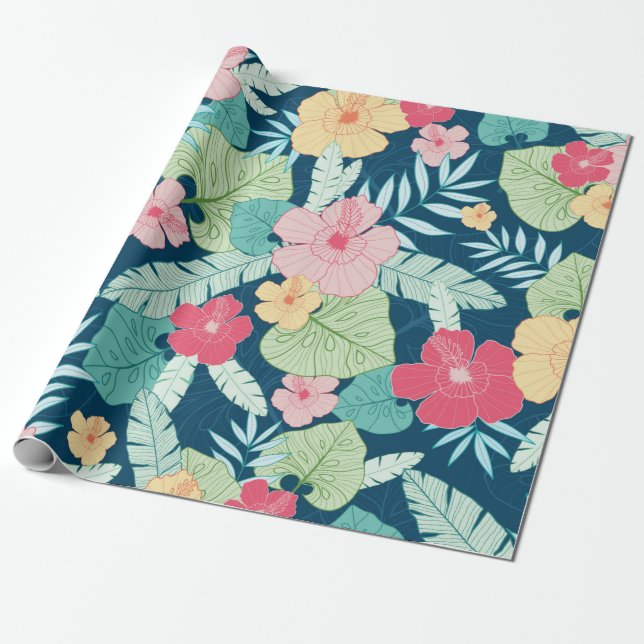 vintage tropiska sommarhawaiiska, sömlösa mönster  presentpapper (Utrullad)