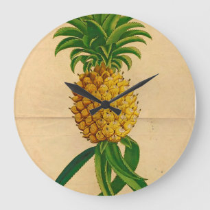 Vintage Tropiskt ananas Rund vägglås Stor Klocka