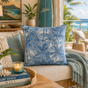 Vintage Tropiskt Palm Toile-mönster Kudde