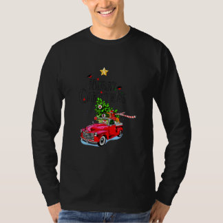 Vintage Truck With Dog Merry Christmas Tree  T Shirt