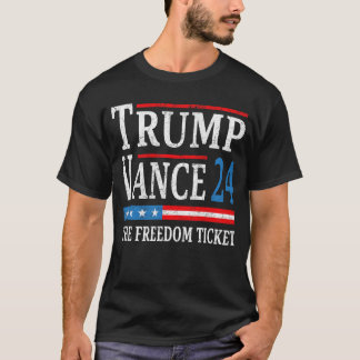 Vintage Trump Vance 2024 Freedom Biljett USA T Shirt