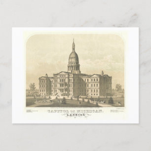 Vintage tryck av State Capitol i Lansing, Mich Vykort