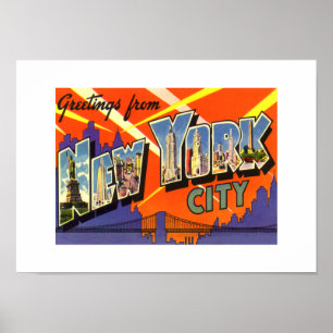 Vintage tryck Hälsningar New York City