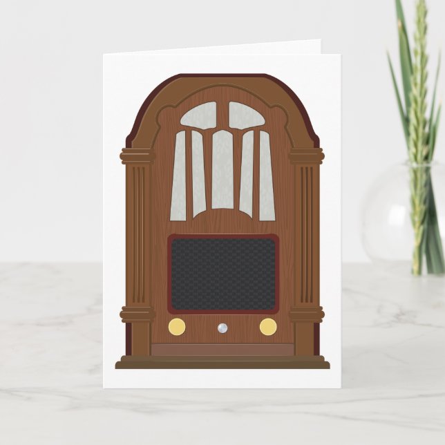 Vintage Tube Radio Antique Wooden Stereo Kort (Framsida)