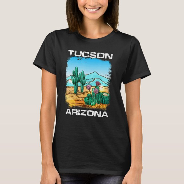 Vintage Tucson Arizona Desert Retro Cactus T Shirt (Framsida)