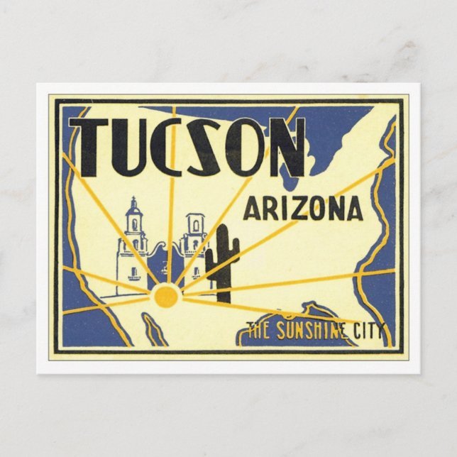 Vintage Tucson Arizona Vykort (Framsida)