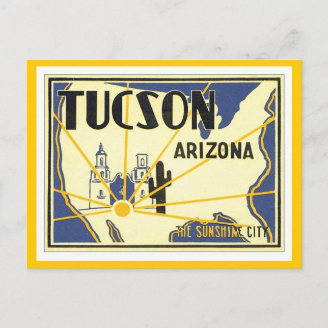 Vintage Tucson Arizona Vykort (Framsida)
