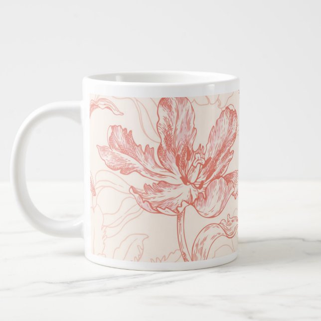 Vintage Tulip Blommönster Jumbo Mugg (Vänster)