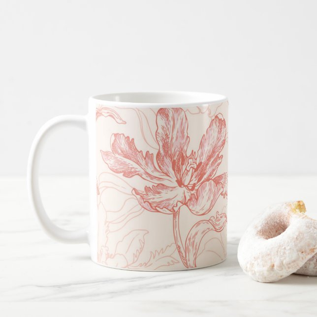 Vintage Tulip Blommönster Kaffemugg (Med munk)