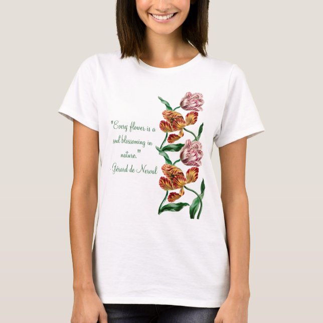 Vintage Tulip Botanical Illustration T Shirt (Framsida)