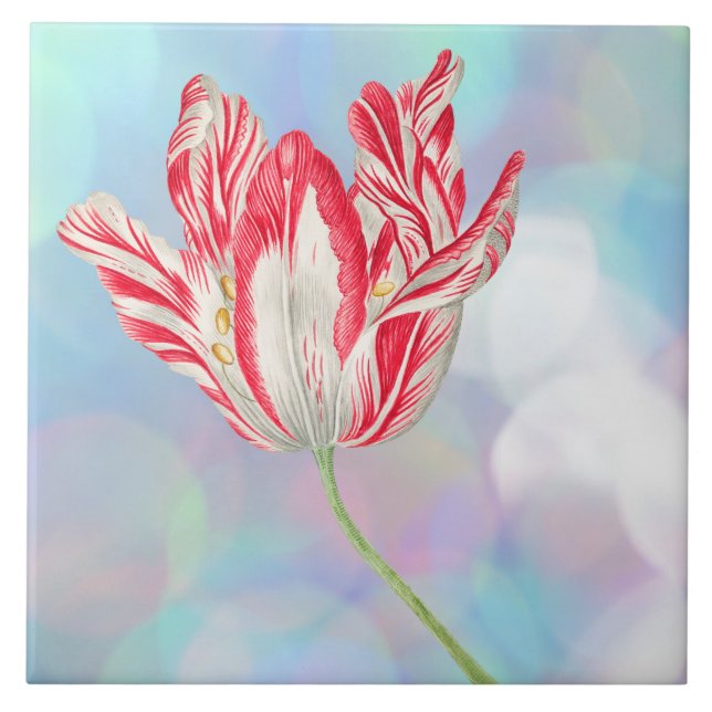 Vintage Tulip Ceramic Tile Kakelplatta (Framsidan)
