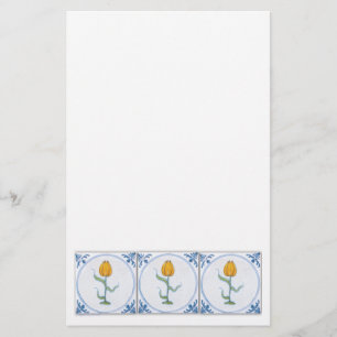 Vintage Tulip Tile Art Stationery Brevpapper