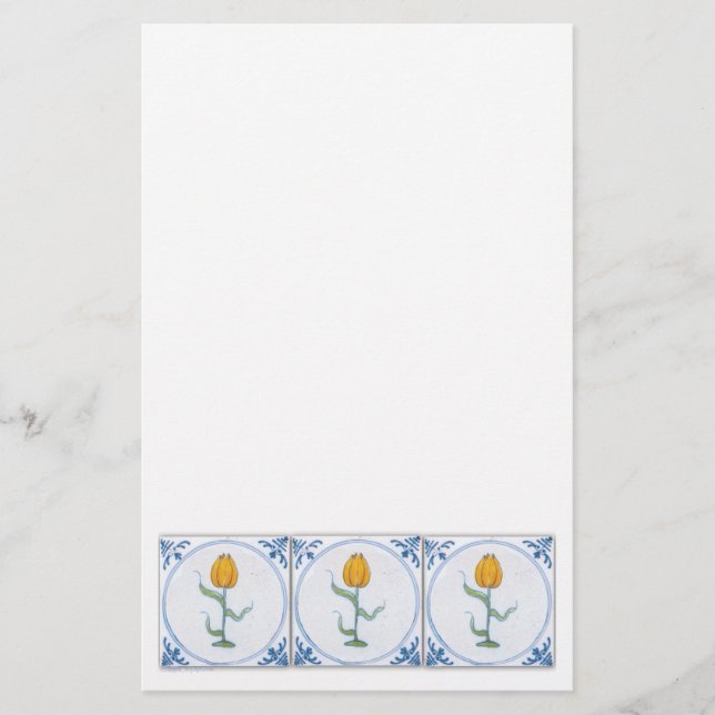 Vintage Tulip Tile Art Stationery Brevpapper (Framsida)