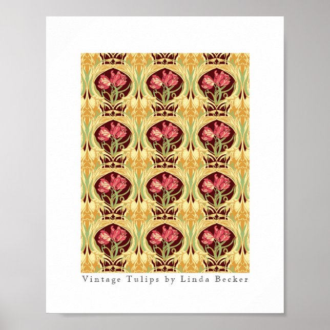 Vintage Tulips av Linda Becker Poster (Framsidan)