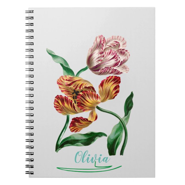 Vintage Tulpan Botanisk Illustration Anteckningsbok (Framsidan)