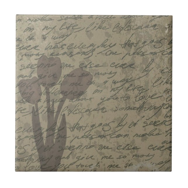 Vintage-tulpandesign Kakelplatta (Framsidan)